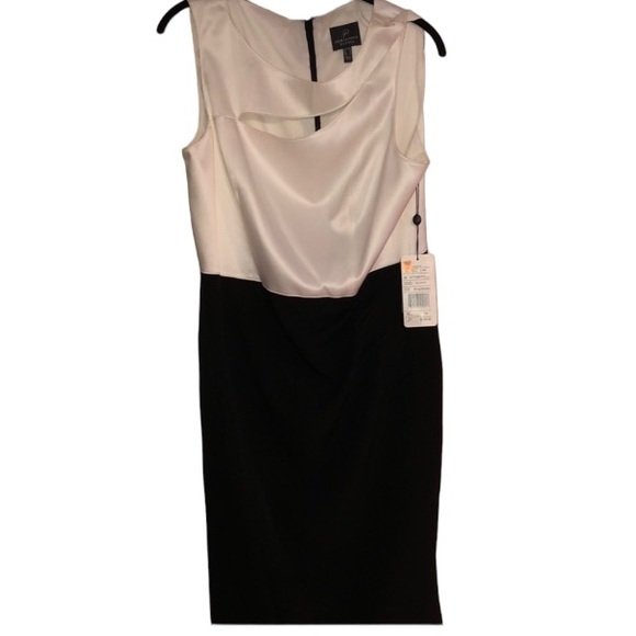 Adrianna Papell size 12 cream white & black dress with cut out at neck NWT - Picture 3 of 16